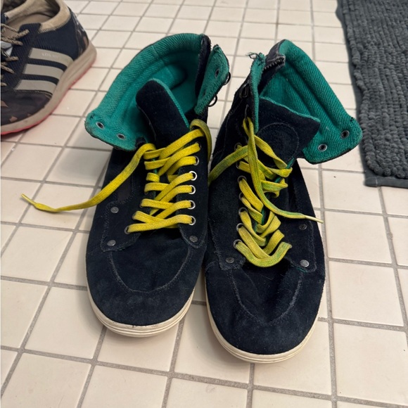 Diesel Other - Diesel IDOL Black High-Top Sneakers with Teal Lining and Yellow Laces